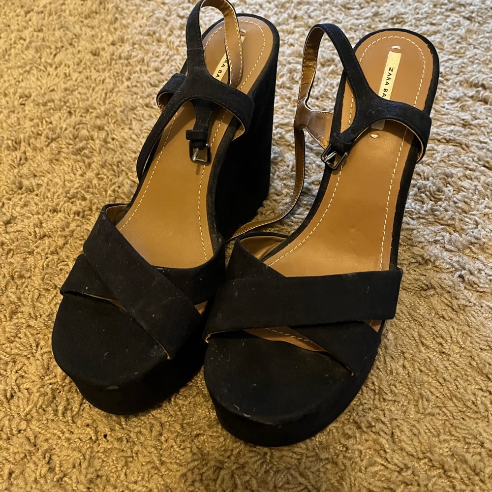 Zara Blue Wedges